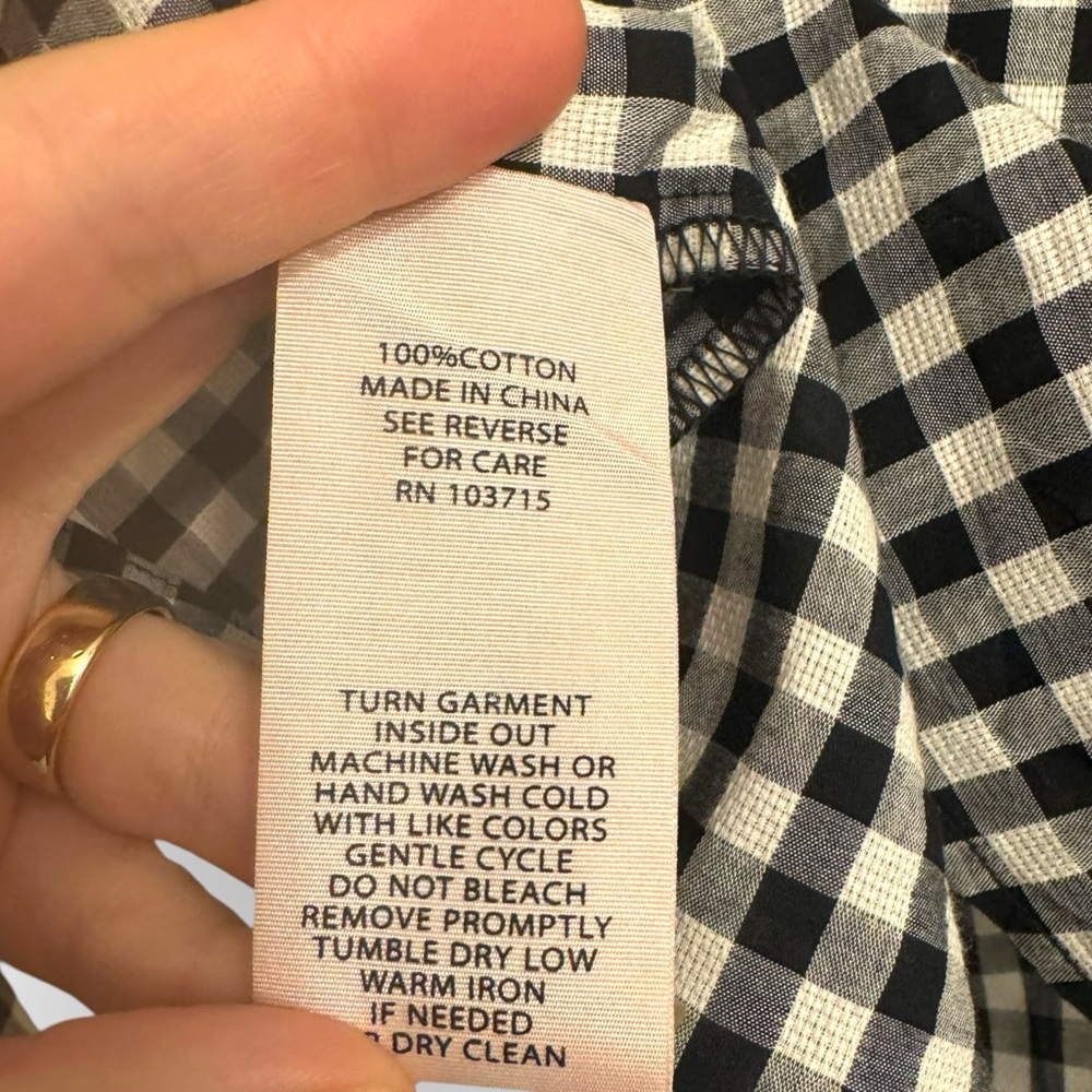 (SOLD) NANETTE LEPORE Gingham Bell-Sleeve Top, Large, Black/White - Picture 13 of 13